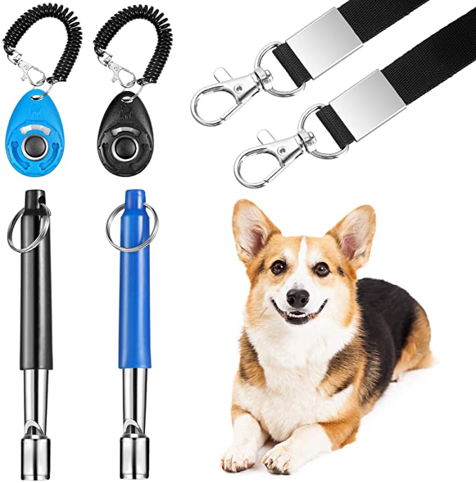 6 Stück verstellbare Hundetrainingspfeife mit Clicker Kit