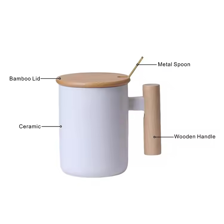 Klassisches Design mit Holzgriff Porzellan Kaffee Tee Tasse