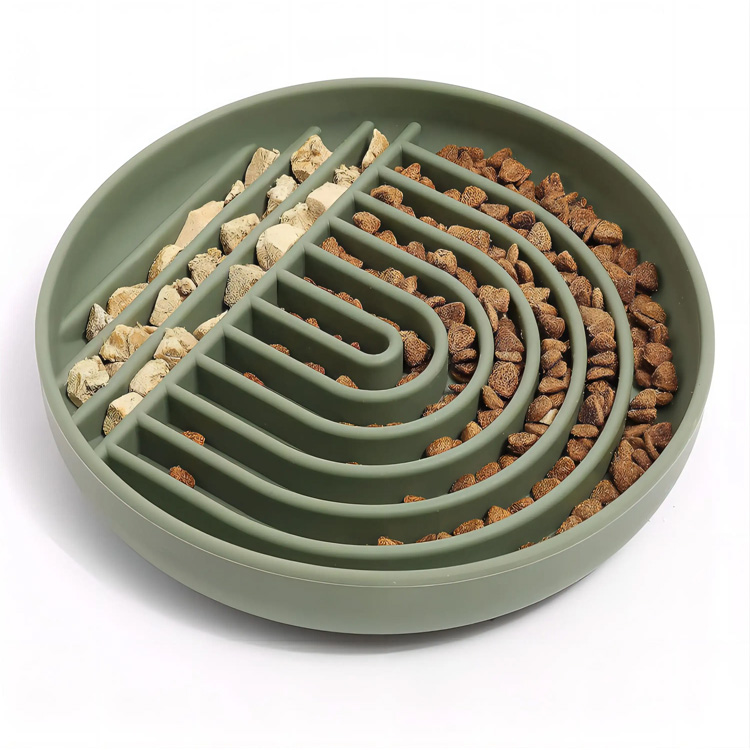 Custom Logo Round Maze Silicon Slow Feeder Dog Pet Pet Bowls