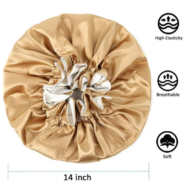 Designer Mode Doppelschicht Satin Große Frauen Duschkappe