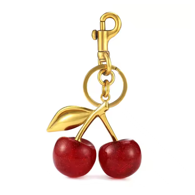 Mode 3D Crystal Red Cherry Summer Pendant Schlüsselkette