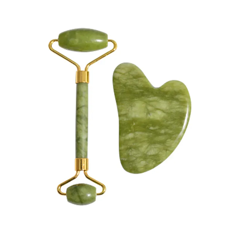 Hochwertiger Gesichtsmassagegeräte Natural Gua Sha Green Jade Roller