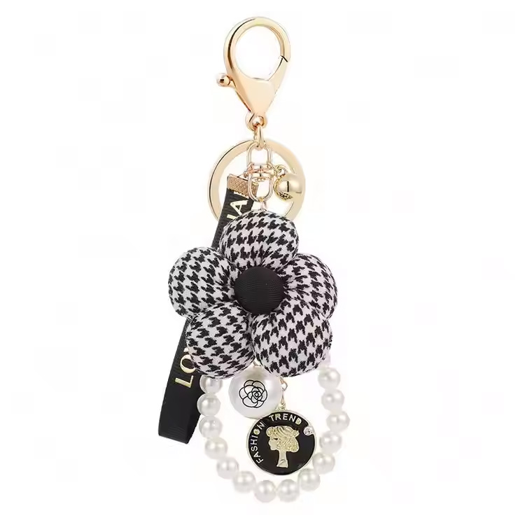 Dame's Cute Flower Fashion Quasten Key Chain Car Key Ring