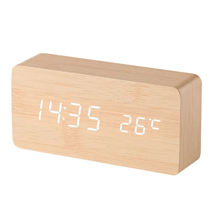 Low -Preis -Display USB Holz LED Digitale Tischuhr