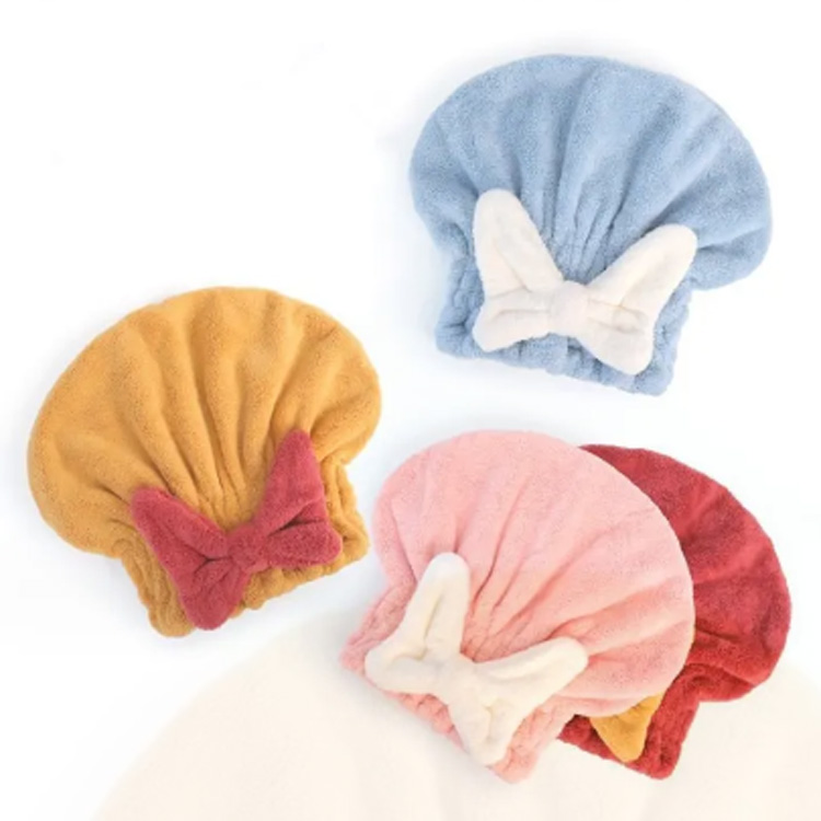 Mikrofaserhaartrocknen mit Bogenknoten Duschhut Haar Turban