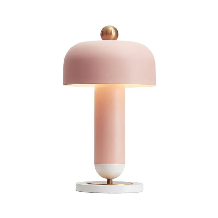 Mushroom Home Decor Villa Nordic Tischlampen aus rosafarbenem Metall