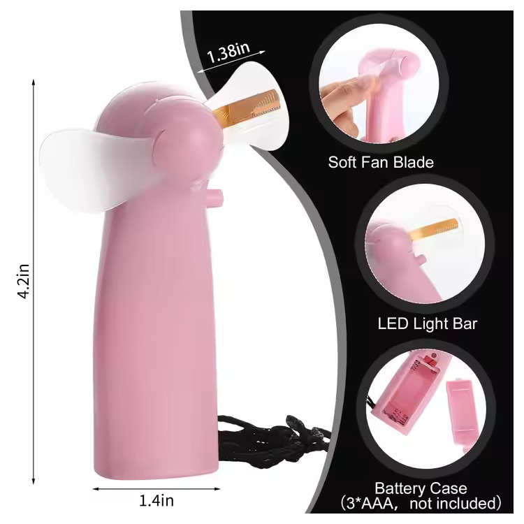 Neuer Mini-tragbarer handlicher LED-Akku-Lüfter mit benutzerdefinierter Nachricht