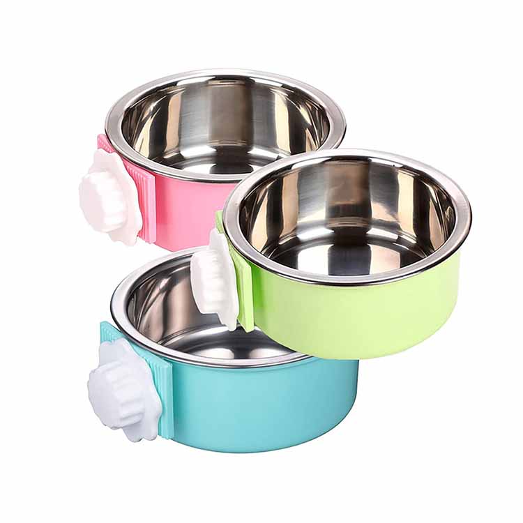 Abnehmbare Plastik Edelstahl Pet Dog Crate Food Water Bowl