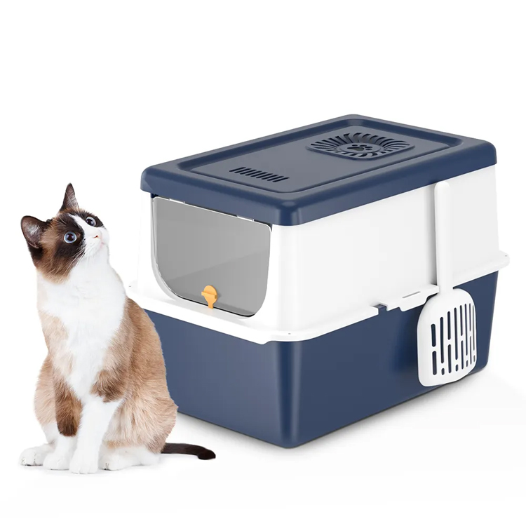 Edelstahlbox Deckel vollständig geschlossene große hohe Seitenkatze Toilette