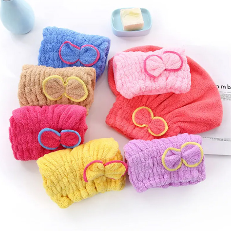 Ultra absorbierende Kappe Bowknot Weichmikrofaser Haartrocknungstücher